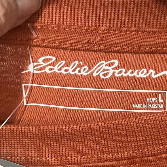 Eddie Bauer Men’s Long Sleeve T-Shirt Logo Coral Burnt Orange Size Large New - Picture 8 of 12
